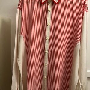 Versace Red and White Striped Button Down Shirt